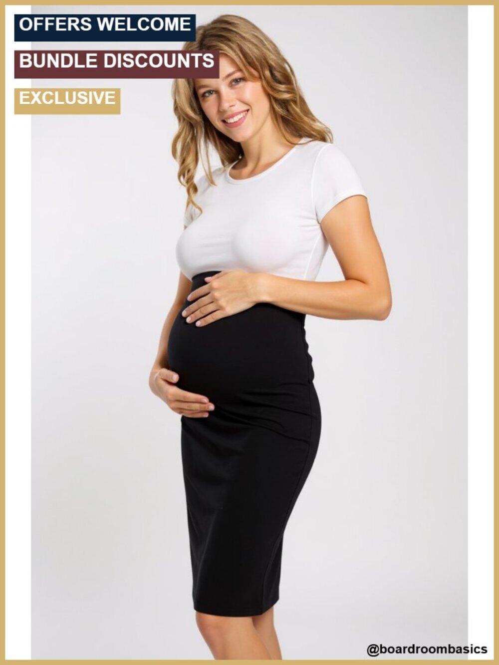 Cotton Blend Maternity Pencil Skirt with Tummy Control